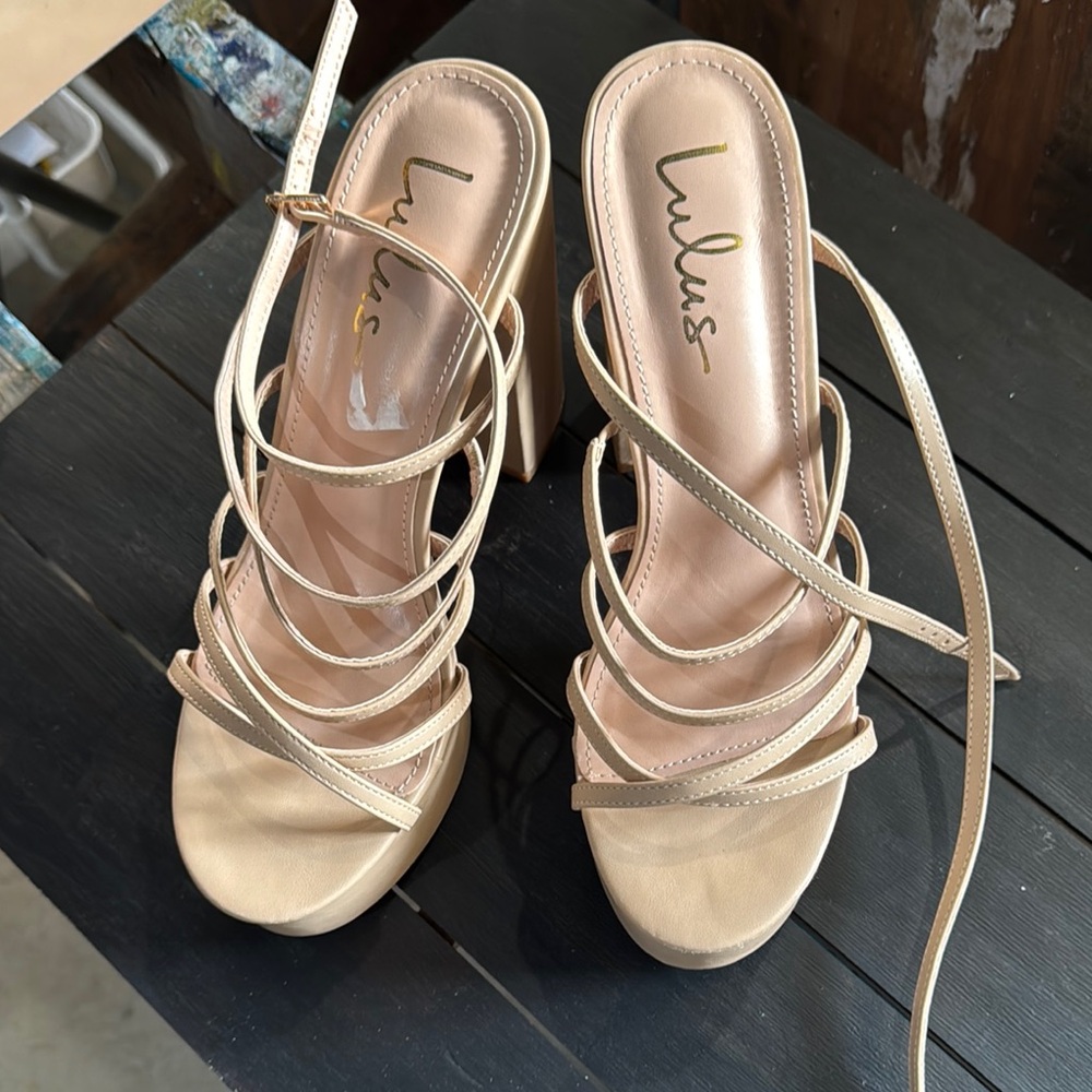 Lulus Strappy Nude Heels